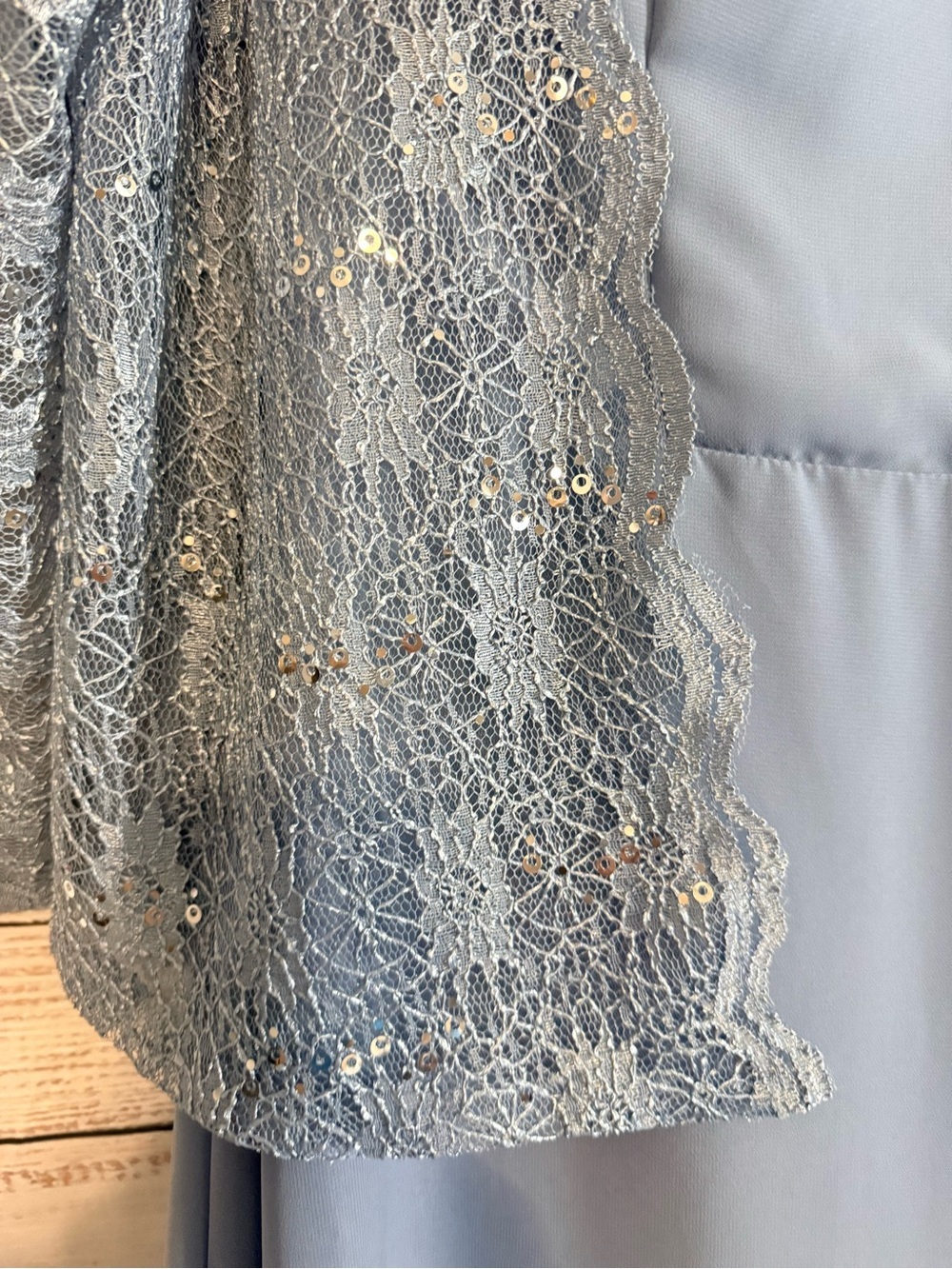 Xyiveaf Mother/Grandmother of the Bride Tea Length Dusty Blue Chiffon Dress - Picture 3 of 11